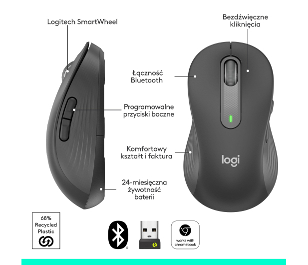 LOGITECH Signature M650 L Wireless Mouse Leworeczna Grafitowa - 713366 - zdjęcie 11